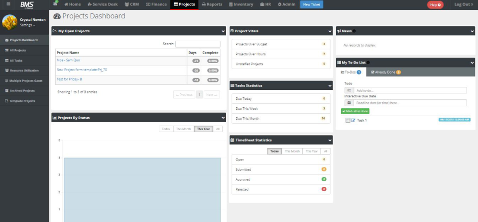 screenshot of Kaseya BMS